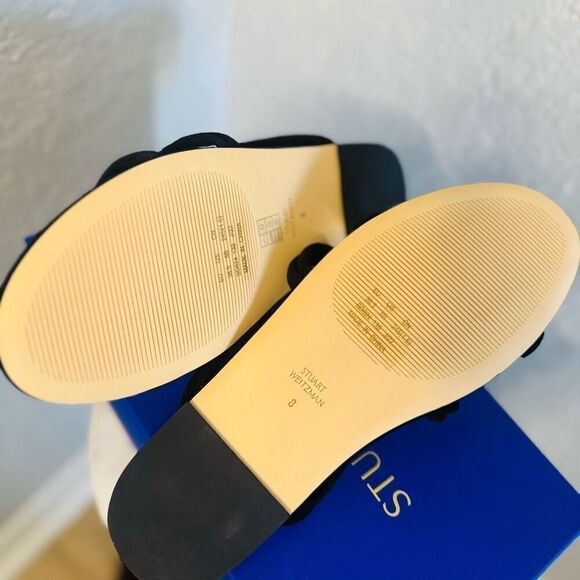Stuart Weitzman Leather Slide Sandal  Black Twist Knot, Designer Size 8, NWT - Picture 6 of 17